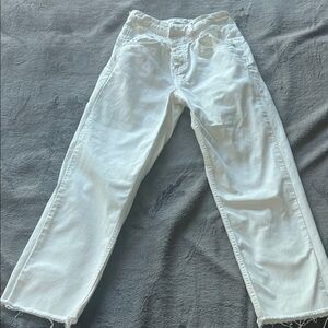 Zara White Cropped Ankle Jeans